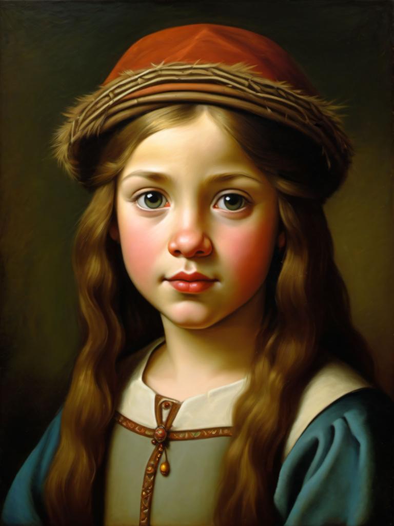 Pittura ad olio,Pittura ad olio, Persone, ragazza europea medievale, ritratto, 1 ragazza, assolo