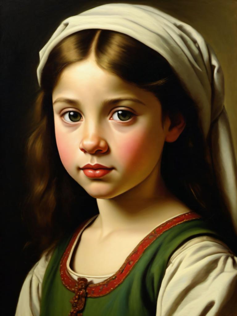 Pittura ad olio,Pittura ad olio, Persone, ragazza europea medievale, ritratto, 1 ragazza, assolo