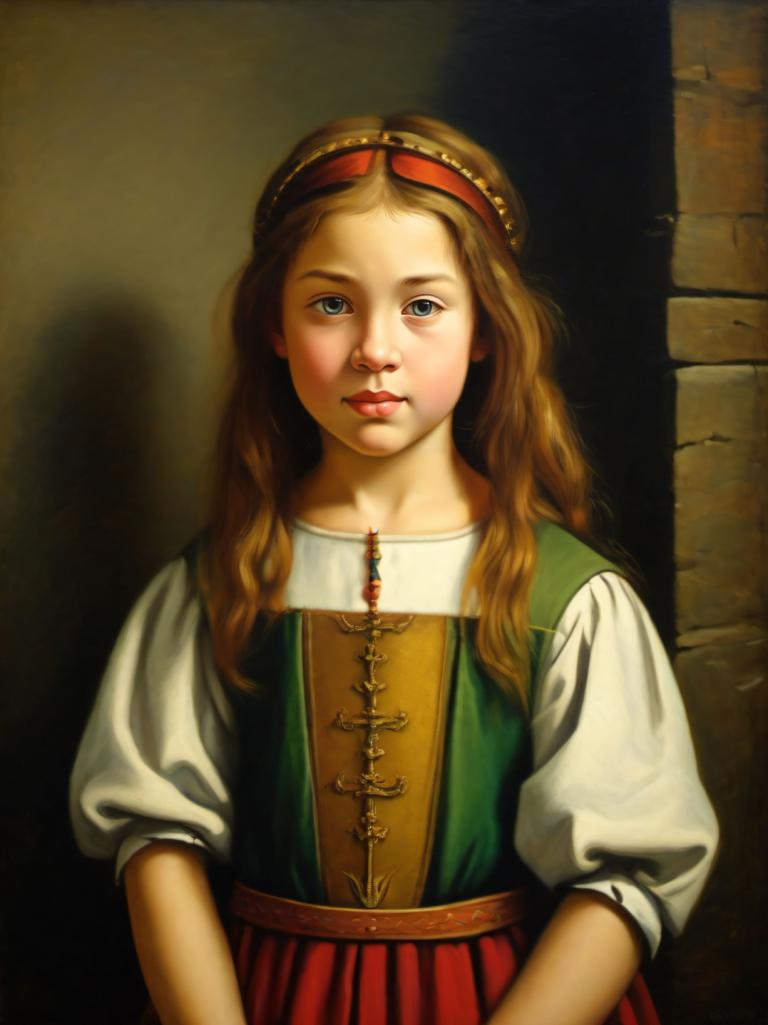 Pittura ad olio,Pittura ad olio, Persone, ragazza europea medievale, ritratto, 1 ragazza, assolo