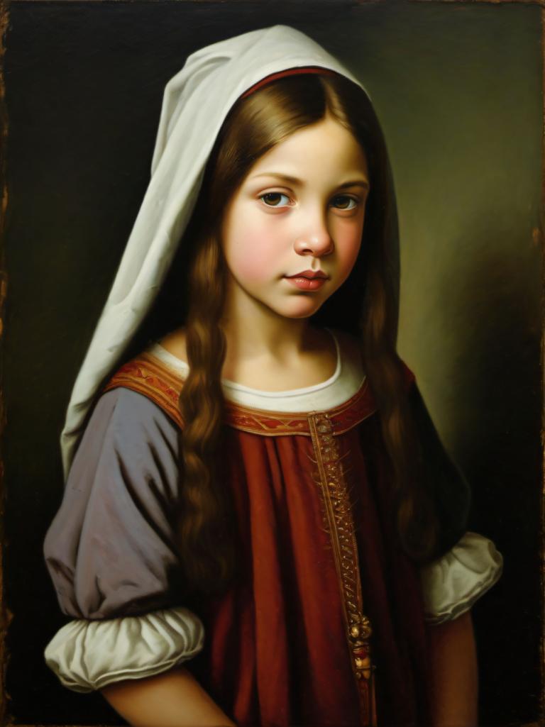 Pittura ad olio,Pittura ad olio, Persone, ragazza europea medievale, ritratto, 1 ragazza, assolo