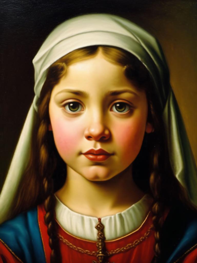 Pittura ad olio,Pittura ad olio, Persone, ragazza europea medievale, ritratto, 1 ragazza, assolo, realistico