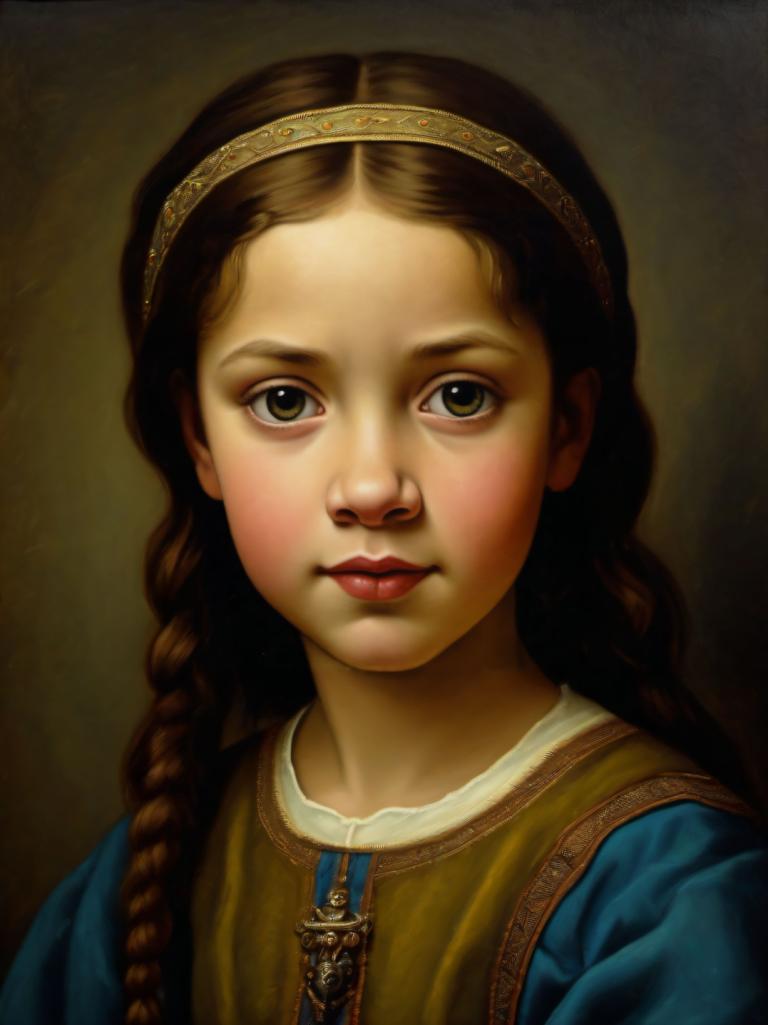 Pittura ad olio,Pittura ad olio, Persone, ragazza europea medievale, ritratto, 1 ragazza, assolo, treccia