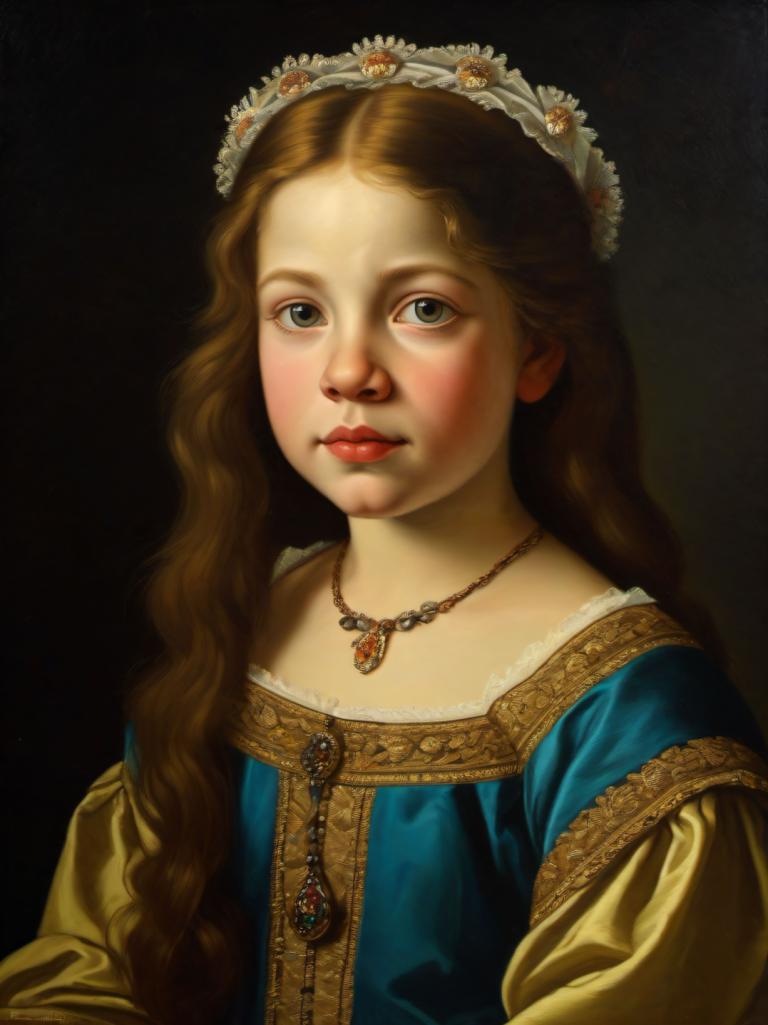 Oil Painting,Oil Painting, People, medieval european girl, portrait, 1girl, solo, jewelry, realistic