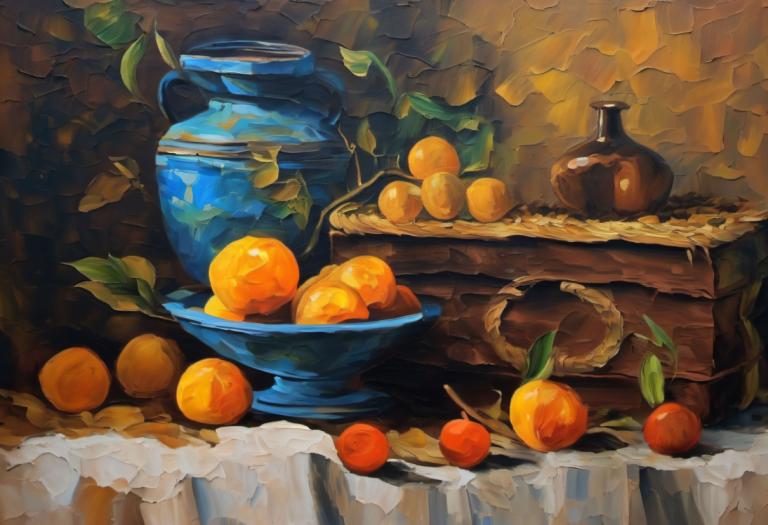 Pittura ad olio,Pittura ad olio, Natura morta, natura morta, nessun essere umano, frutta, cibo, foglia