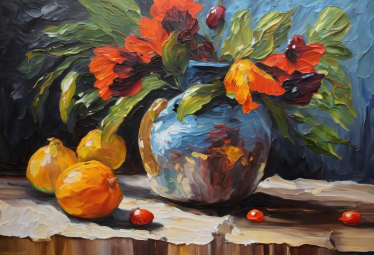 Oil Painting,Oil Painting, Still life, still life, no humans, fruit, food, painting (medium), still life