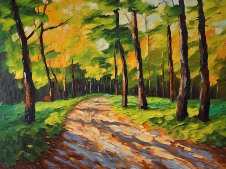 Oil Painting,Oil Painting, Nature, landscape, no humans, nature, scenery, outdoors, tree, forest