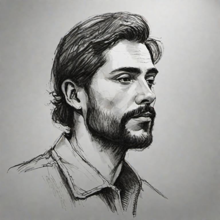 Sketch,Sketch, People, man, greyscale, 1boy, monochrome, male focus, solo, facial hair, portrait, beard