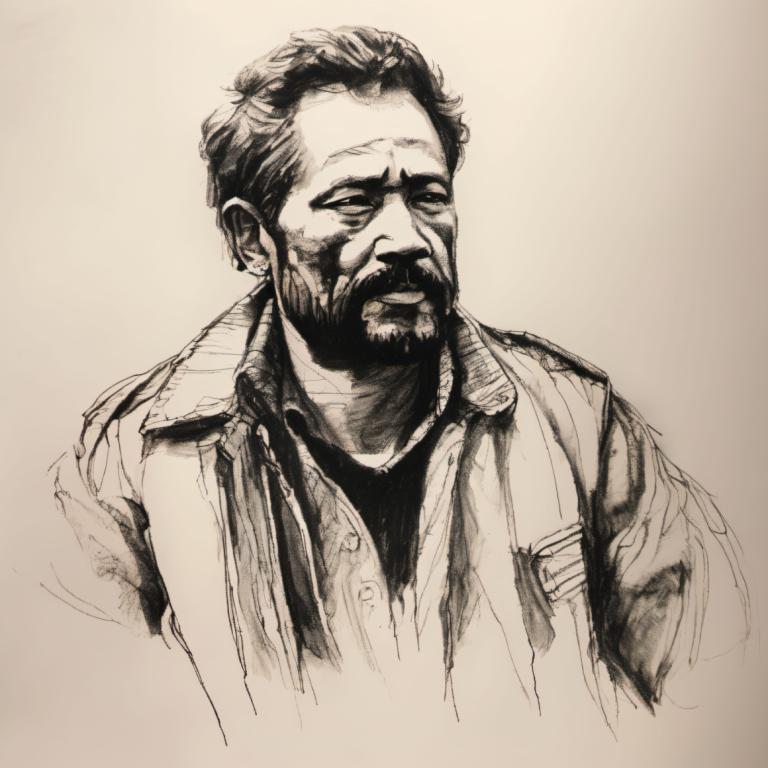 Sketch,Sketch, People, man, 1boy, male focus, solo, monochrome, facial hair, greyscale, jacket, beard