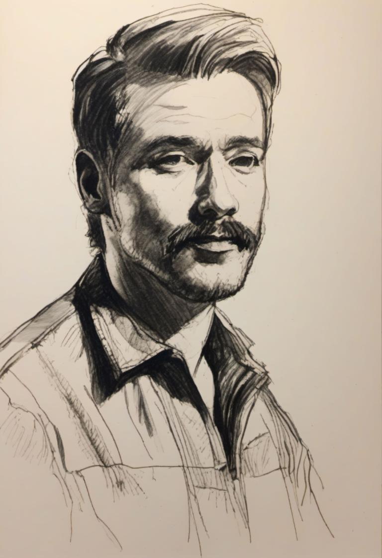 Croquis,Croquis, Personnes, homme, 1garçon, foyer masculin, solo, monochrome, Poils, moustache, haut du corps