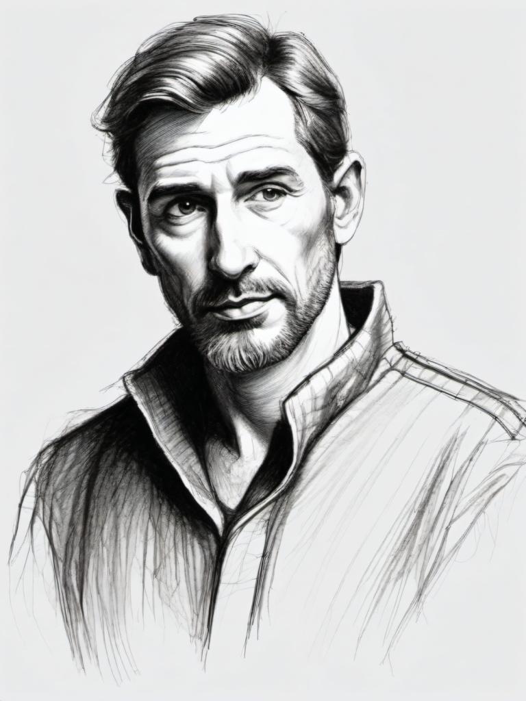 Sketch,Sketch, People, man, 1boy, monochrome, solo, male focus, greyscale, facial hair, beard, realistic