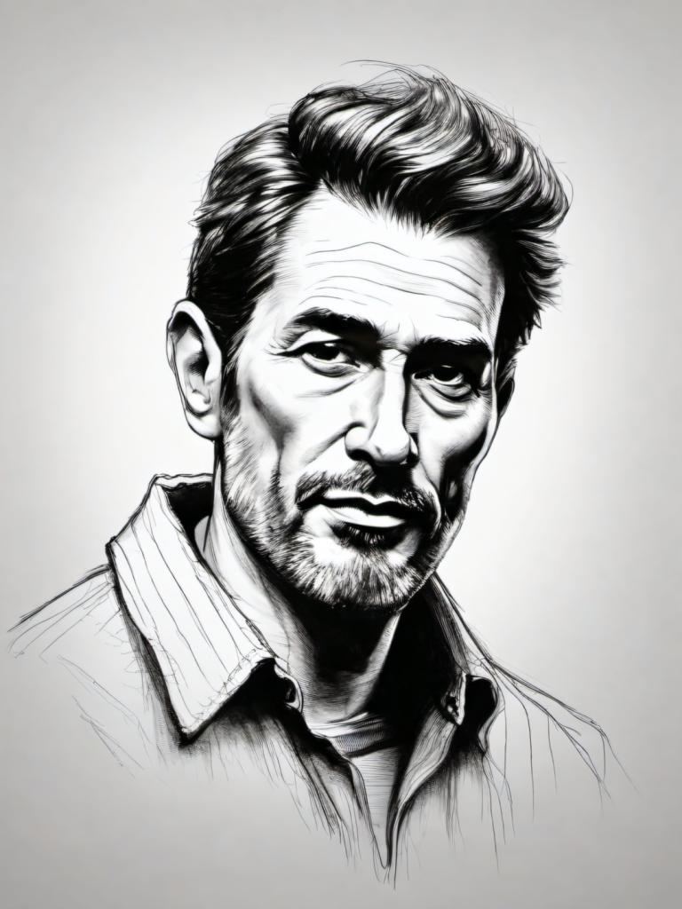 Sketch,Sketch, People, man, 1boy, greyscale, male focus, monochrome, solo, facial hair, mustache, shirt