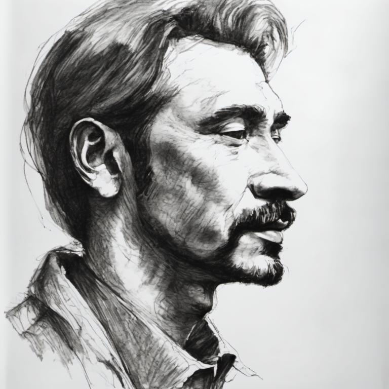 Sketch,Sketch, People, man, greyscale, monochrome, 1boy, male focus, solo, facial hair, portrait