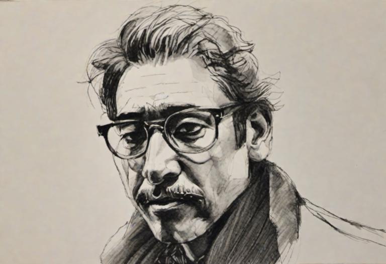 Sketch,Sketch, People, man, 1boy, male focus, solo, monochrome, glasses, facial hair, mustache, portrait