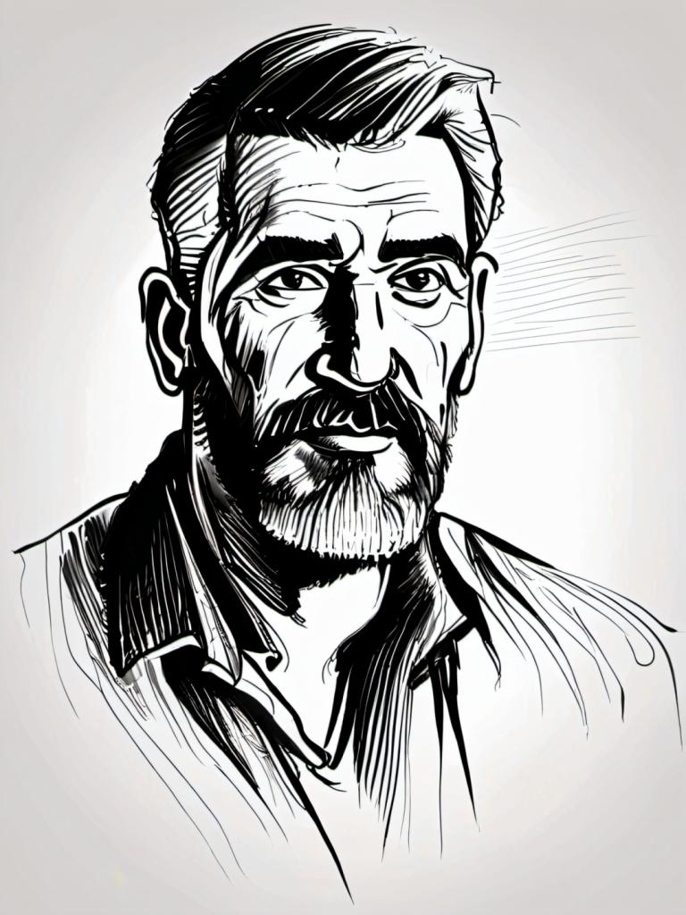 Sketch,Sketch, People, man, 1boy, monochrome, male focus, solo, facial hair, greyscale, beard, mustache