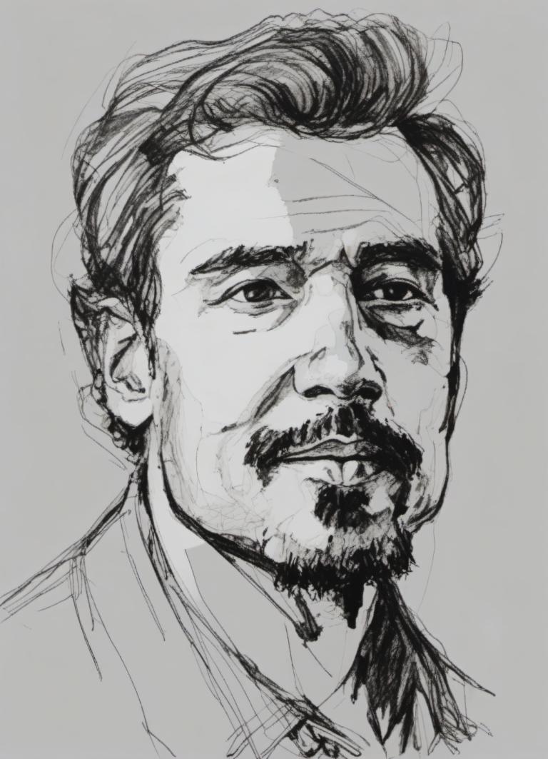 Sketch,Sketch, People, man, 1boy, monochrome, male focus, greyscale, solo, facial hair, mustache, beard