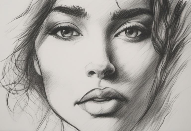 Sketch,Sketch, People, woman, monochrome, solo, greyscale, lips, traditional media, portrait, male focus