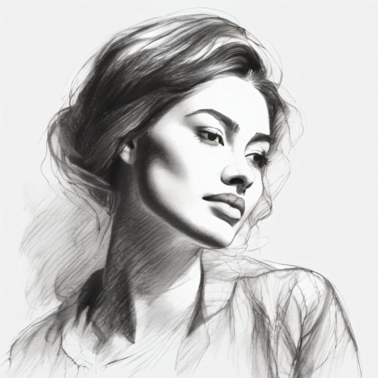 Sketch,Sketch, People, woman, solo, monochrome, greyscale, 1girl, realistic, sketch, lips, simple background