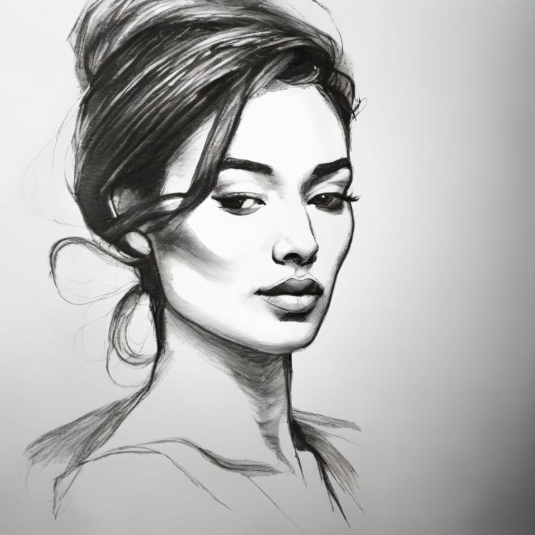 Sketch,Sketch, People, woman, greyscale, solo, monochrome, 1girl, portrait, looking at viewer, lips, sketch