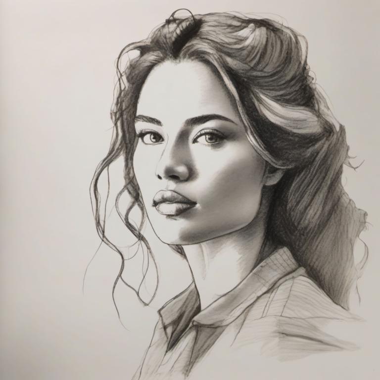 Sketch,Sketch, People, woman, solo, 1girl, monochrome, greyscale, realistic, long hair, looking at viewer