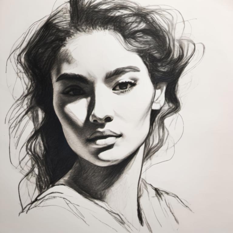 Schetsen,Schetsen, Mensen, vrouw, solo, monochroom, grijstinten, portret, realistisch, 1meisje