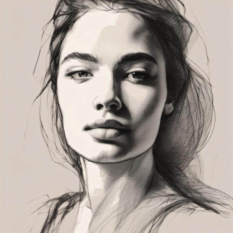 Sketch,Sketch, People, woman, solo, monochrome, greyscale, realistic, portrait, sketch, male focus