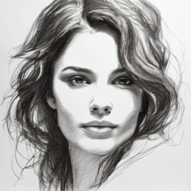 Schetsen,Schetsen, Mensen, vrouw, monochroom, solo, grijstinten, portret, 1meisje, realistisch, lippen