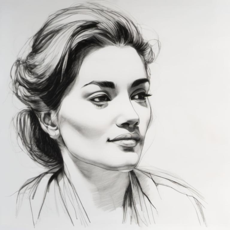 Schetsen,Schetsen, Mensen, vrouw, solo, monochroom, grijstinten, 1meisje, portret, realistisch