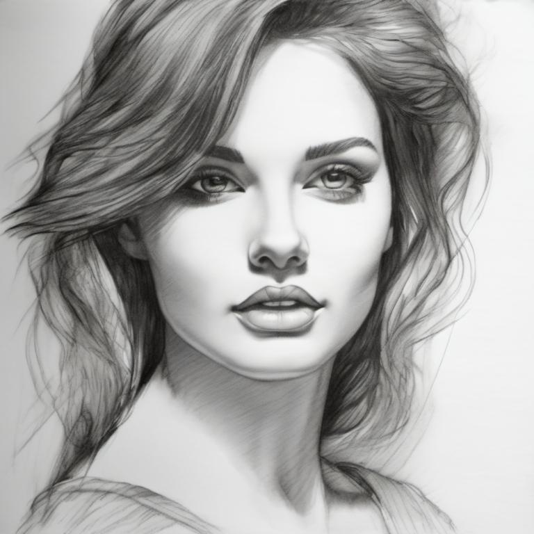 Sketch,Sketch, People, woman, monochrome, solo, greyscale, 1girl, realistic, looking at viewer, long hair