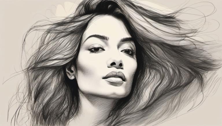 Bosquejo,Bosquejo, Gente, mujer, solo, 1 chica, monocromo, pelo largo, realista, labios, retrato