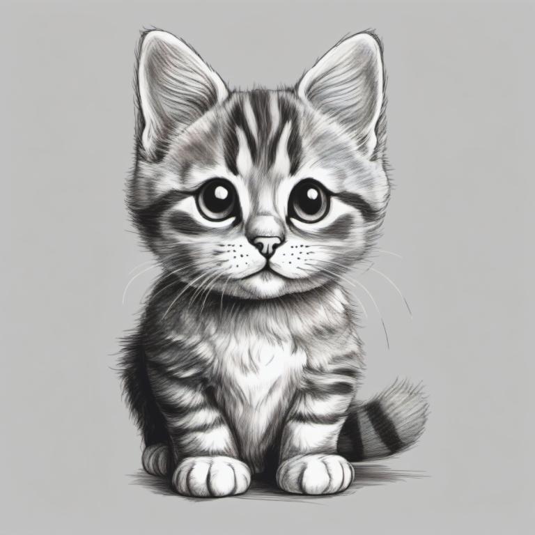 Sketch,Sketch, Animal, cat, no humans, monochrome, greyscale, animal focus, cat, grey background