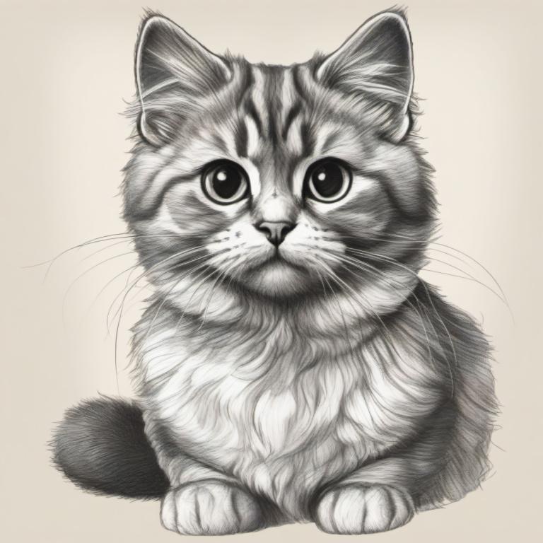 Sketch,Sketch, Animal, cat, no humans, animal focus, cat, monochrome, greyscale, simple background