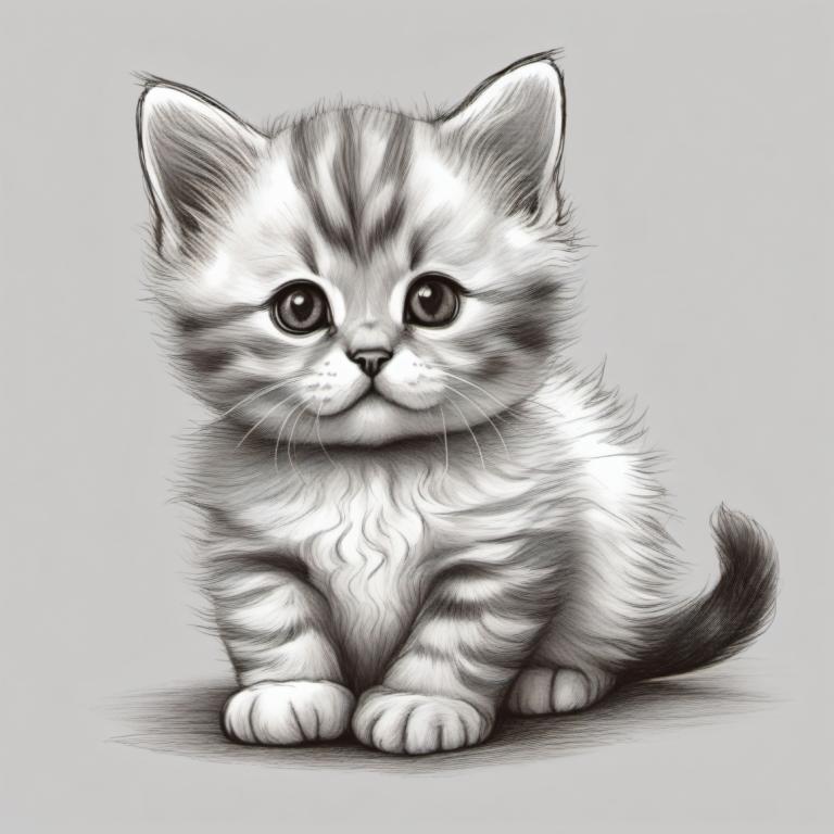 Sketch,Sketch, Animal, cat, no humans, monochrome, cat, animal focus, greyscale, simple background, realistic