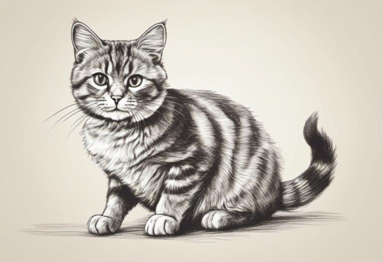 Sketch,Sketch, Animal, cat, no humans, animal focus, monochrome, cat, simple background, full body, animal