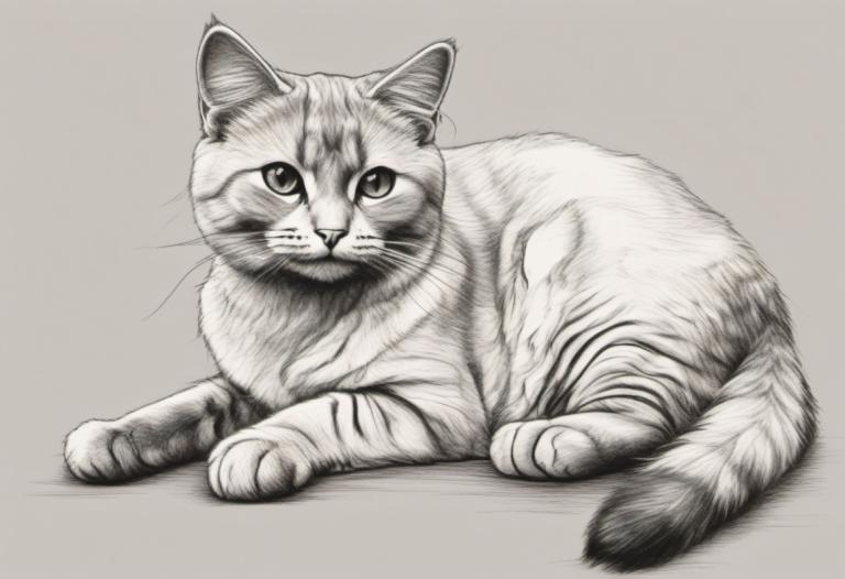 Sketch,Sketch, Animal, cat, no humans, monochrome, animal focus, cat, greyscale, realistic, simple background