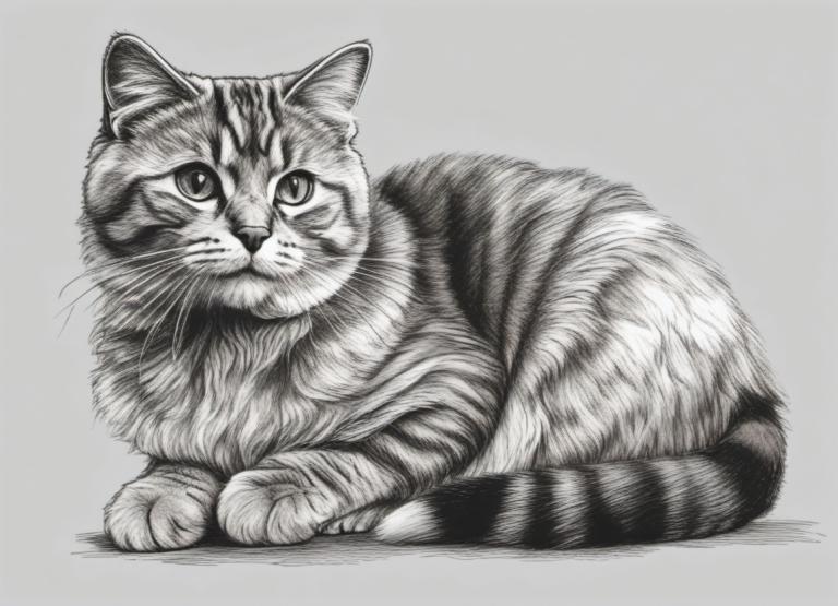 Sketch,Sketch, Animal, cat, no humans, greyscale, monochrome, animal focus, simple background, cat, realistic