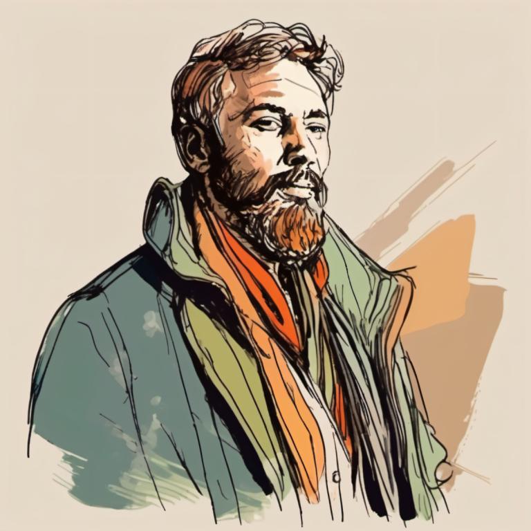 Color Sketch,Color Sketch, People, man, 1boy, male focus, facial hair, solo, beard, mustache, upper body