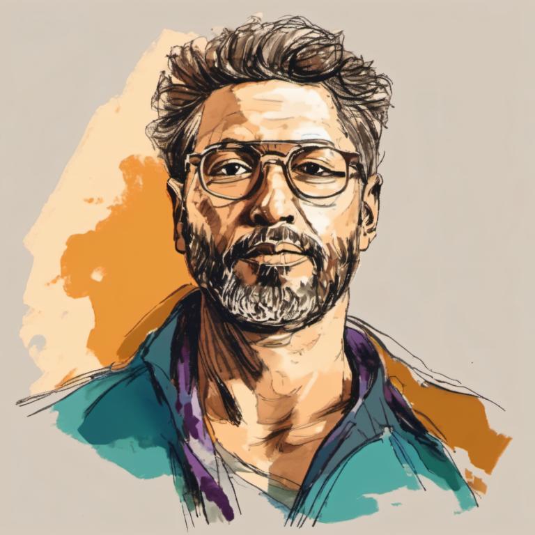 Color Sketch,Color Sketch, People, man, 1boy, male focus, solo, facial hair, glasses, beard, mustache