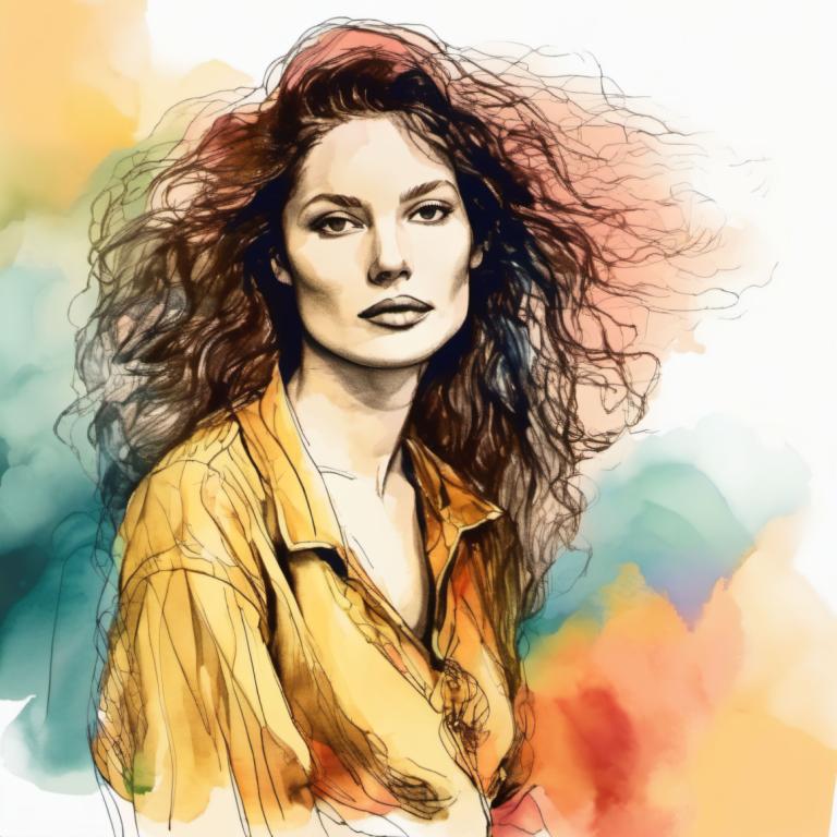 Color Sketch,Color Sketch, People, woman, 1girl, solo, long hair, brown hair, upper body, shirt, brown eyes