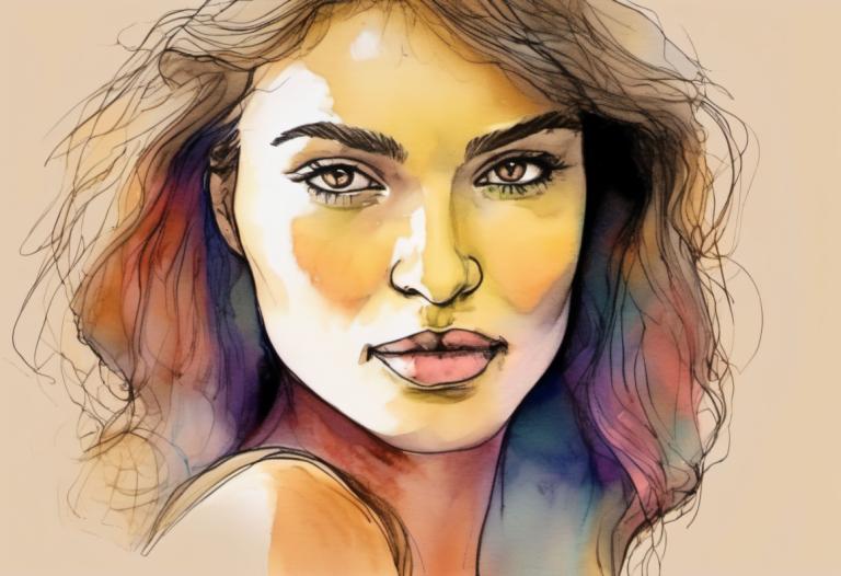 Color Sketch,Color Sketch, People, woman, solo, 1girl, brown hair, brown eyes, portrait, looking at viewer