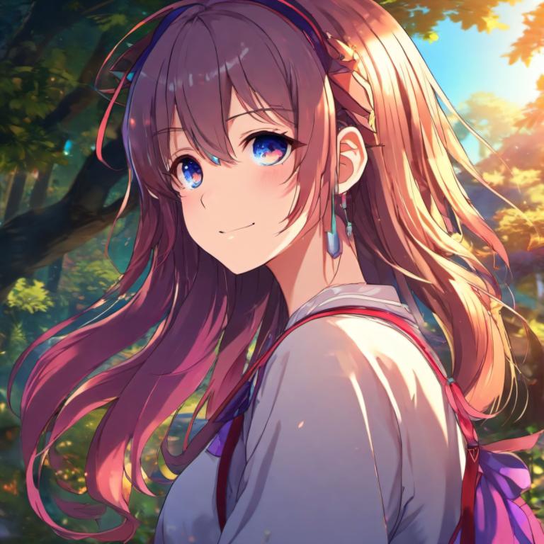 Cartoon,Cartoon, People, girl, 1girl, solo, long hair, ichinose shiki, brown hair, blue eyes, smile, outdoors