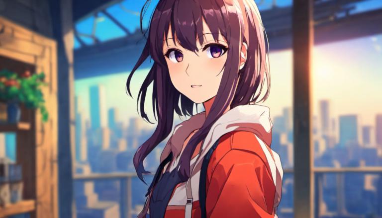 Cartoon,Cartoon, People, girl, 1girl, solo, looking at viewer, upper body, jacket, blurry, bangs, red jacket