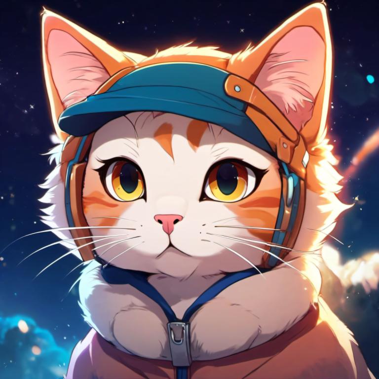 Cartoon,Cartoon, Animal, cat, whiskers, star (sky), sky, cat, night, starry sky, night sky, no humans, solo