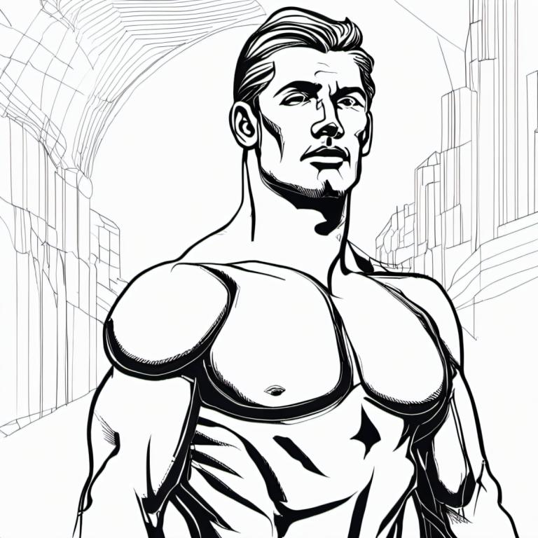 Comics,Comics, People, man, monochrome, 1boy, male focus, greyscale, solo, muscular, manly, parody