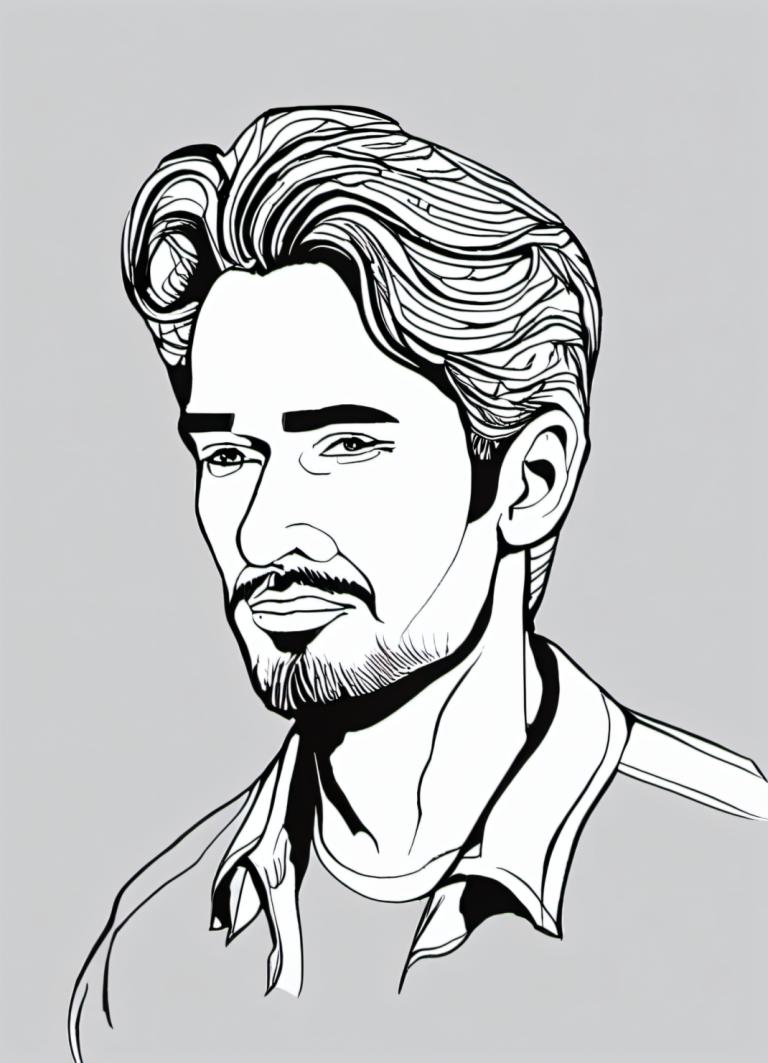 Comics,Comics, People, man, 1boy, male focus, monochrome, solo, facial hair, greyscale, portrait, mustache