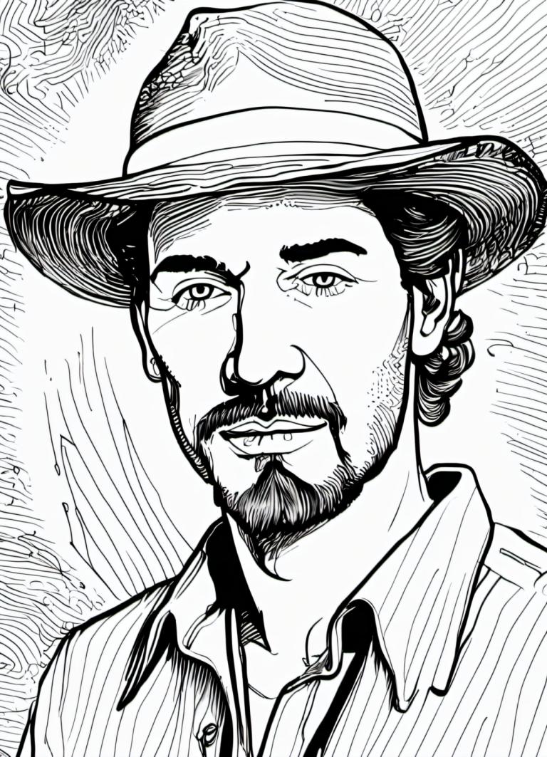 Comics,Comics, People, man, 1boy, greyscale, male focus, monochrome, facial hair, hat, solo, beard