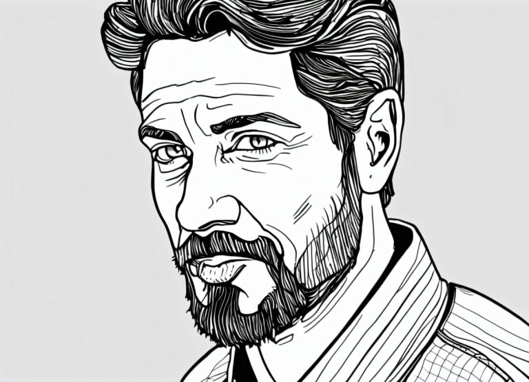 Comics,Comics, People, man, 1boy, monochrome, facial hair, male focus, solo, greyscale, beard, mustache