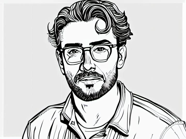 Comics,Comics, People, man, 1boy, monochrome, greyscale, male focus, solo, facial hair, glasses, mustache