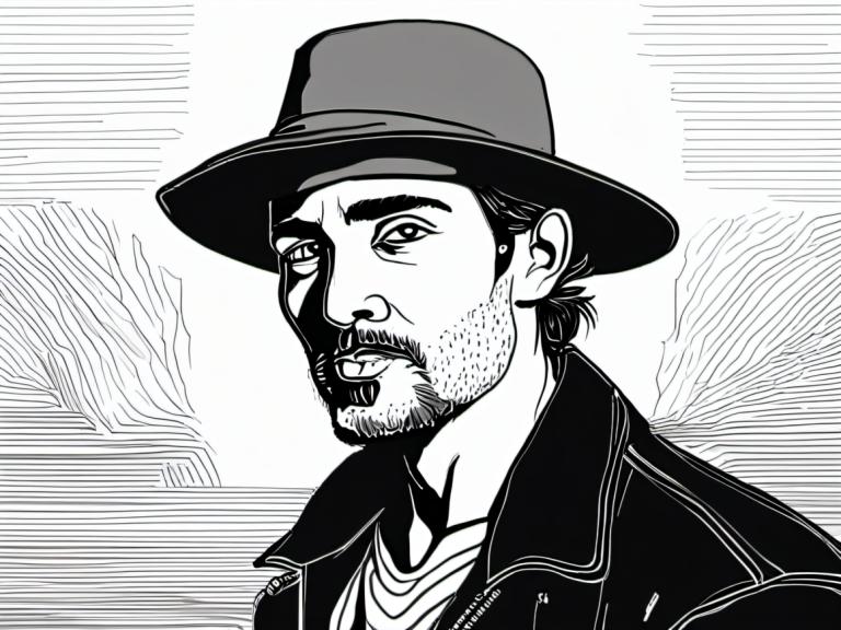 Comics,Comics, People, man, greyscale, 1boy, monochrome, male focus, solo, hat, facial hair, jacket, beard