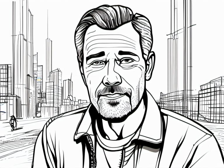 Comics,Comics, People, man, monochrome, greyscale, 1boy, male focus, facial hair, city, building