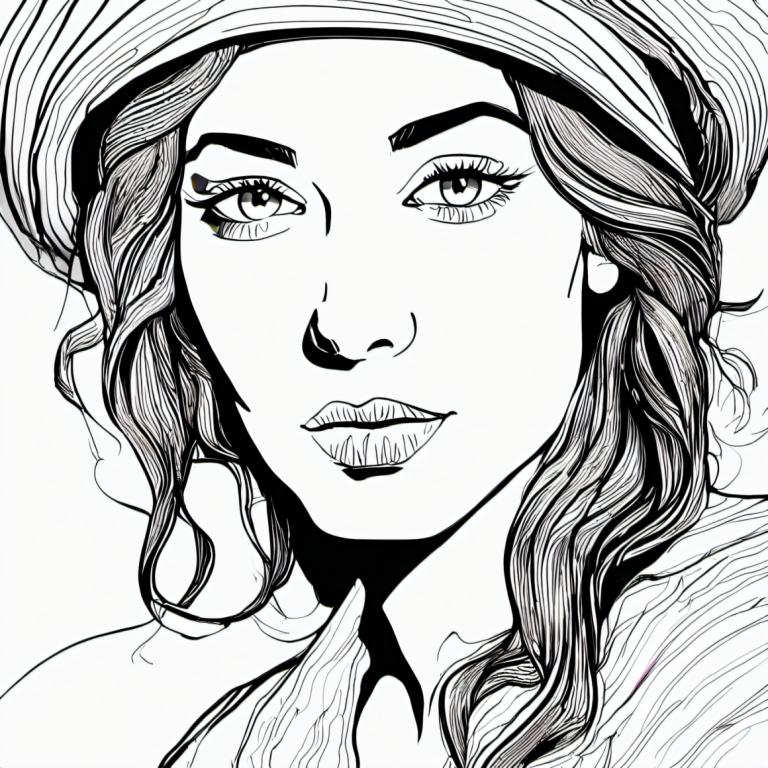 Comics,Comics, People, woman, monochrome, greyscale, solo, hat, portrait, 1girl, looking at viewer